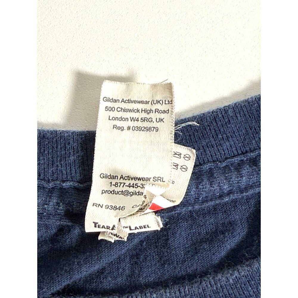 Anvil Navy Blue Graphic T-Shirt Philosophy Glasses Size M Preppy Academia Unise - Picture 7 of 9